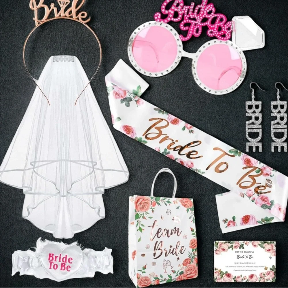 8pc Bride to Be Party Set Bachelorette Decoration & Accessories Bridal Shower